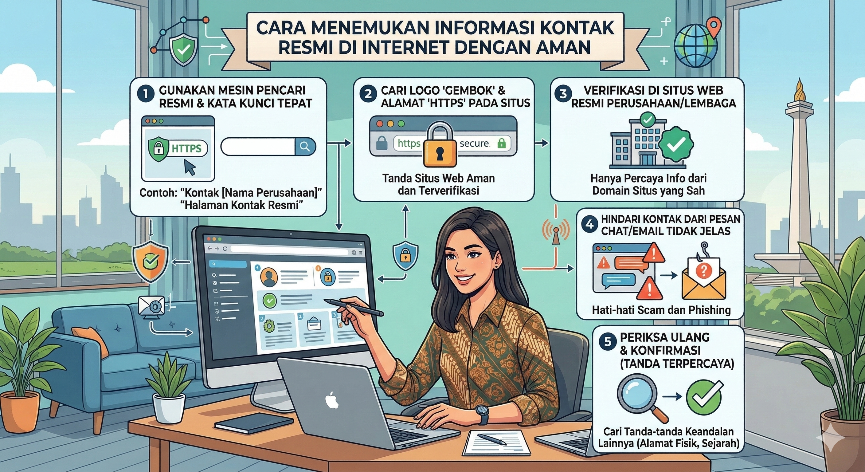 pengguna sedang mencari informasi kontak website di internet