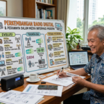 pria mendengarkan radio portabel sebagai media hiburan